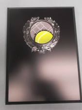 tennis award 6x8 black plaque trophy clear holder color insert
