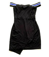 Nasty Gal Women's Dress Size S Solid Black with Blue Stripe Sleeve