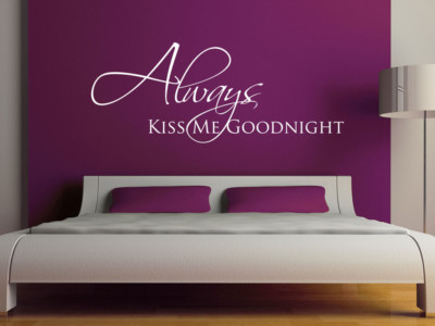 S352 XXL Wandtattoo ''Always Kiss me Goodnight'' Schlafzimmer Spruch aufkleber