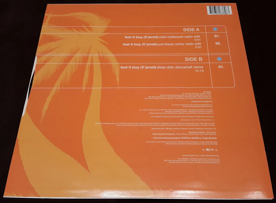 Beenie Man feat. Janet: Feel It Boy Vinyl Maxi-Single 12" 33RPM Virgin 2002 *New - Image 2 of 4