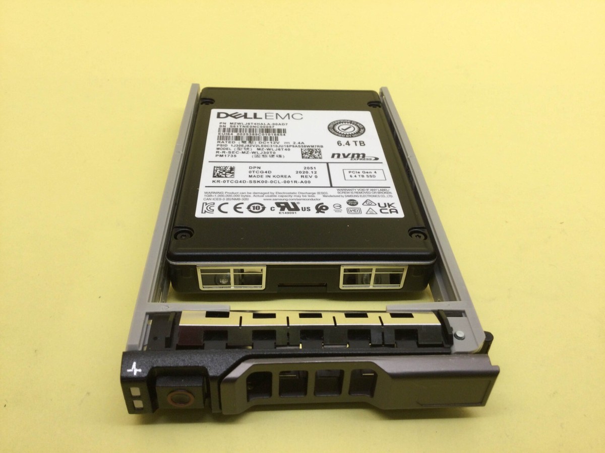 TCG4D Dell 6.4TB PCIe Gen 4 NVMe Mixed Use U.2 2.5'' SSD 0TCG4D MZ