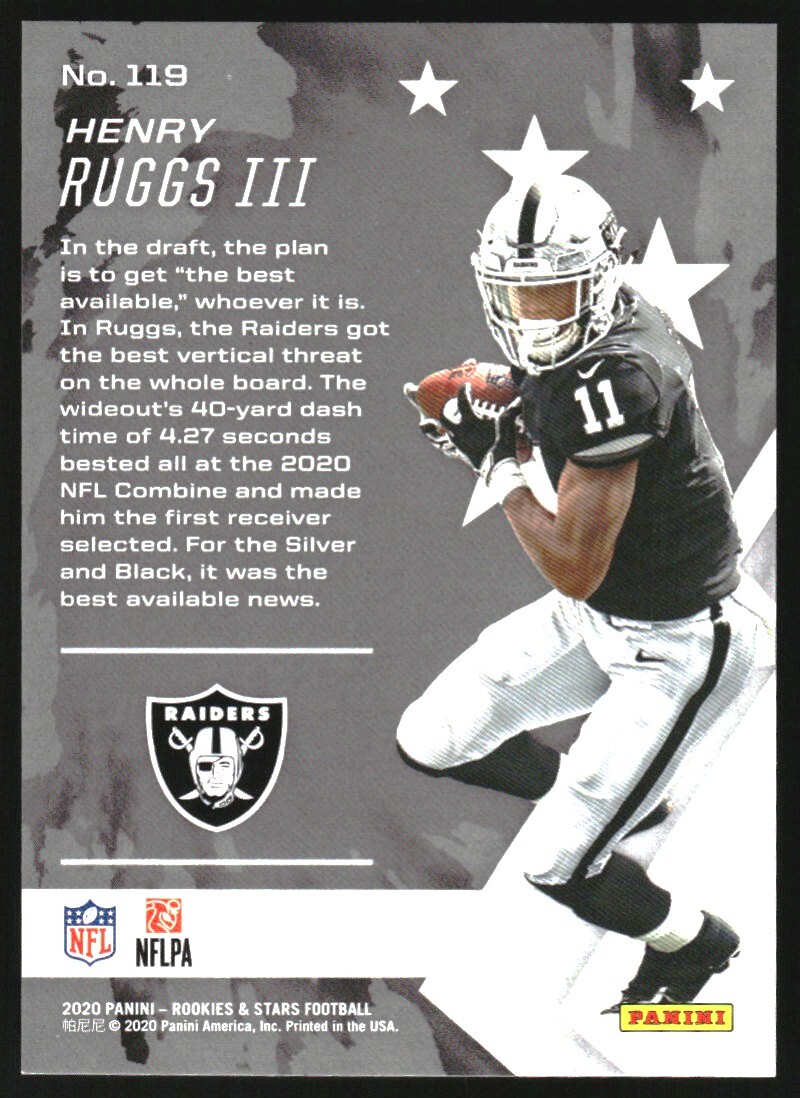 Henry Ruggs Rookie 2020 Panini Rookies & Stars - Rookie Orange #119 Henry Ruggs III /99 ...