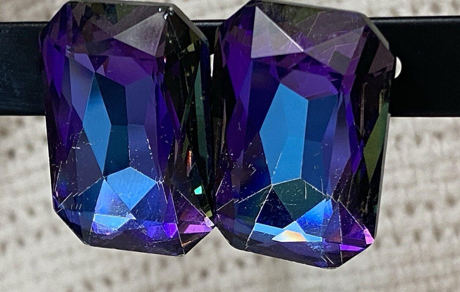 Large Statement Stone Earrings Changes From Purpl… - image 2