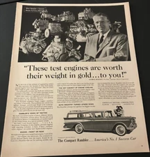1950s AMC Rambler Test Engines - Vintage Original Print Ad / Wall Art - CLEAN