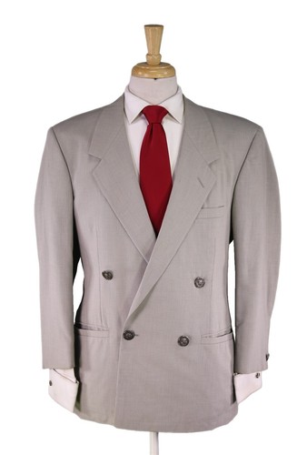 Mens Double Breasted Blazer Gold Buttons Classic Fitted Vintage