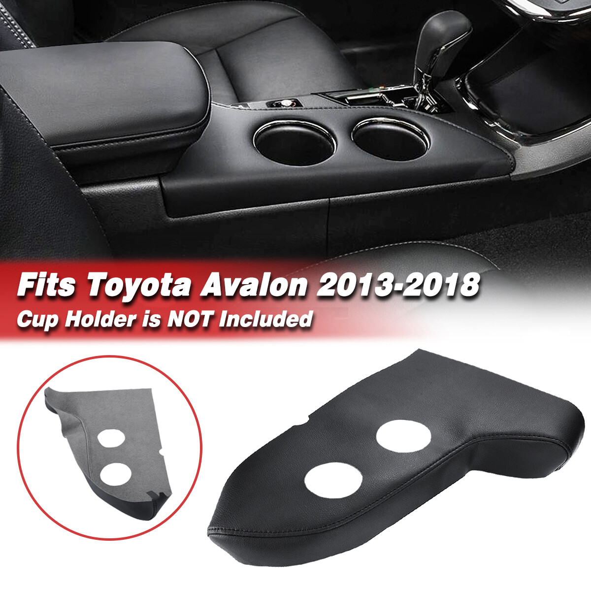 Black Leather Cup Holder Panel Replacement Cover For Toyota Avalon