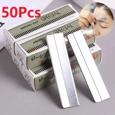50pcs Eyebrow Razor Trimmer Blade Stainless Steel Facial Knife Tool Hair Remover