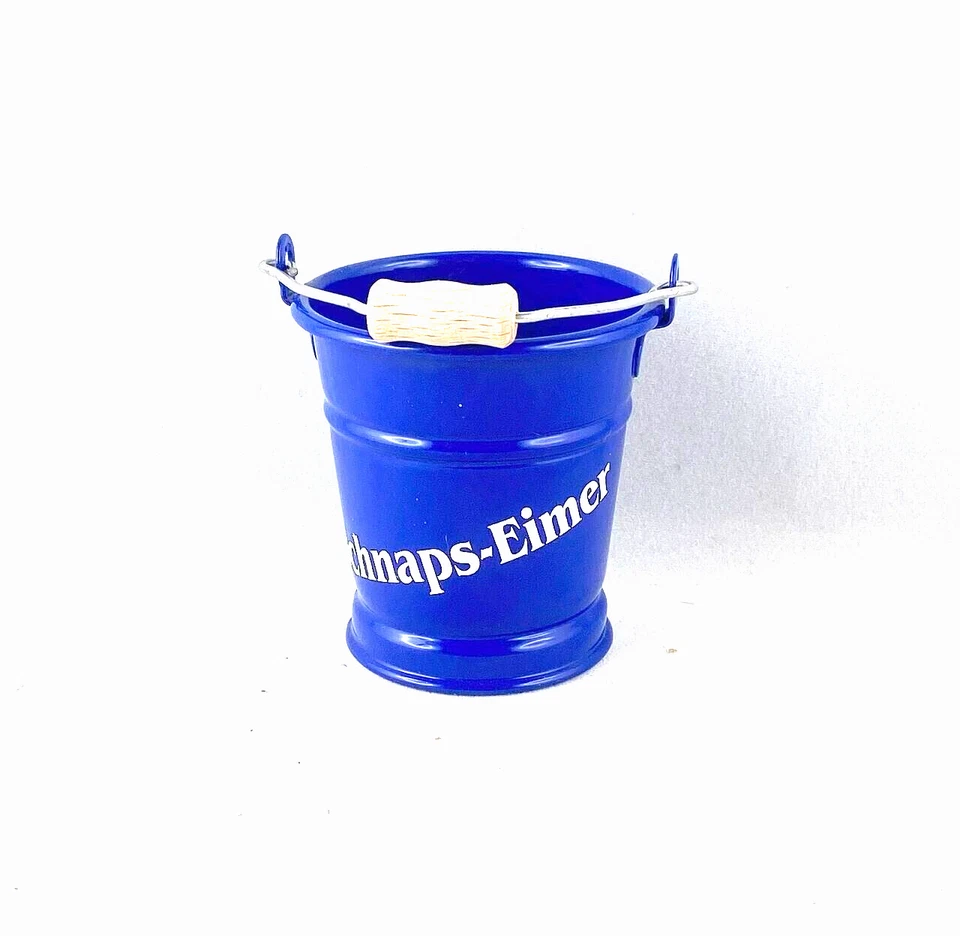 Deko Zinkeimer klein mit Henkel Holzgriff Aufschrift Schnaps-Eimer 6x6 cm - Bild 4 von 4