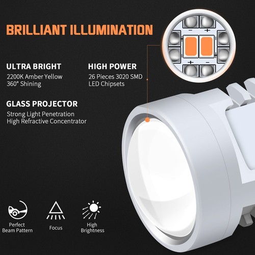4x CANBUS Amber/Yellow 1156 BA15S RV Interior LED Light Bulbs Turn Signal 2700LM - Picture 2 of 10