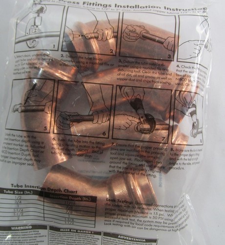 5-PACK NIBCO PC606-2 FTG x PRESS 1" 45-DEGREE COPPER ELBOWS 1in 904600PC
