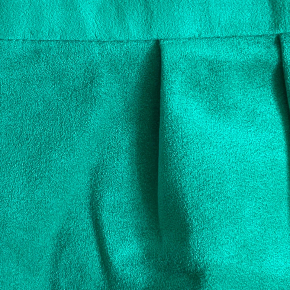 Falda Ultragamuza Vintage Talla Pequeña 27" Cintura Años 70 Verde Azulado Imitación Gamuza Midi Bolsillos Foto 3 de 4