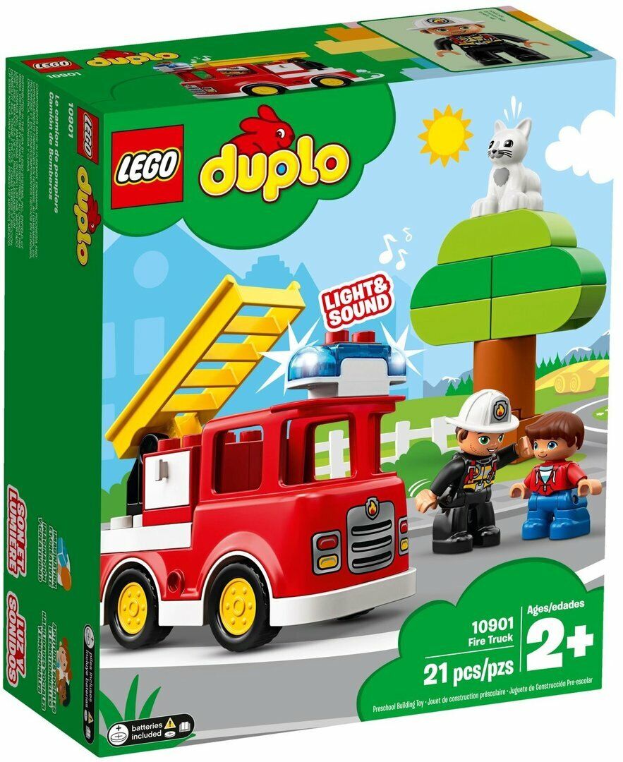 LEGO® Duplo 10901 Feuerwehrauto mit Feuerwehrmann Katzenfigur N1/19 