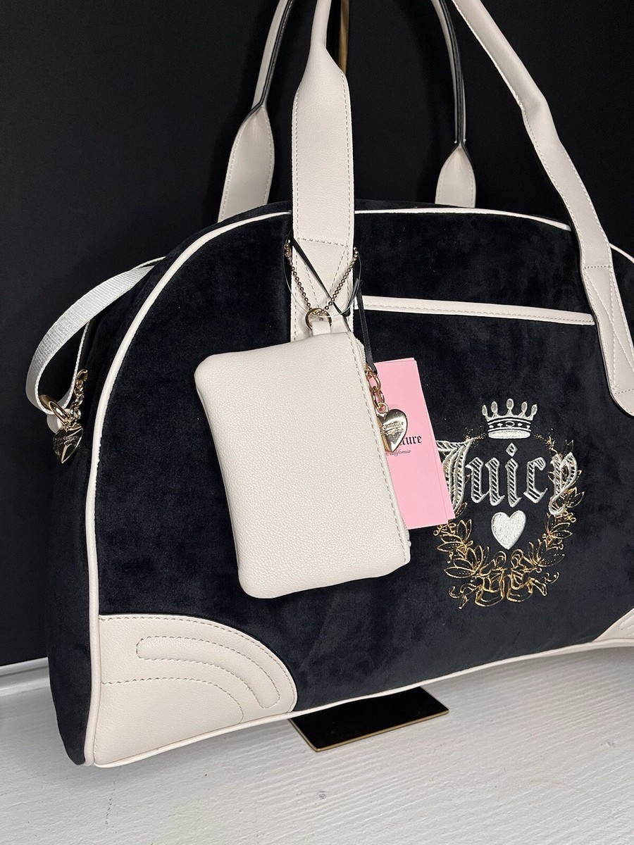 Juicy Couture Weekender Bag Heritage Velour Bowler Duffle + Coin