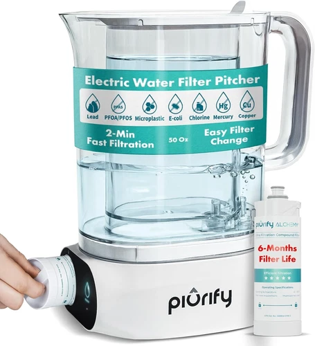 Countertop Electric Water Filter Pitcher with 6-Month UltraFiltration - Fast 2-M