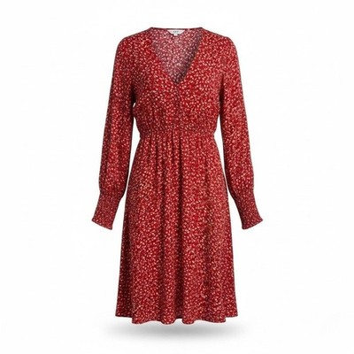 knee length dresses for ladies Spring Retro 1950 Red Feminine Jacquard Long Sleeve Wedding Guest Audrey Hepburn Dress main image 0