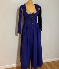 Ren Faire Corset Over Dress Blue SCA Garb Renaissance Medieval Kirtle Lace Up