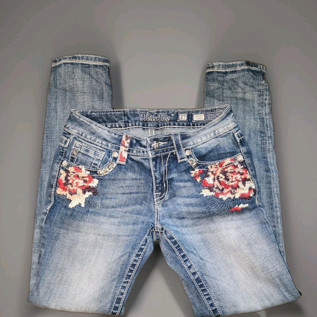 Miss Me Women's Buckle Jeans Sz 27 Signature Skinny Bling, Embroidery NWOT image 3
