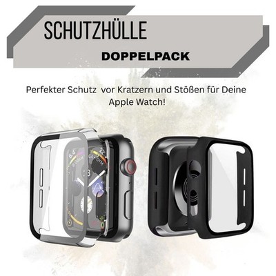 Schutzhülle 2x für Apple Watch Series 7/8/9/10/11   Display Case 9H Glas 41-49mm