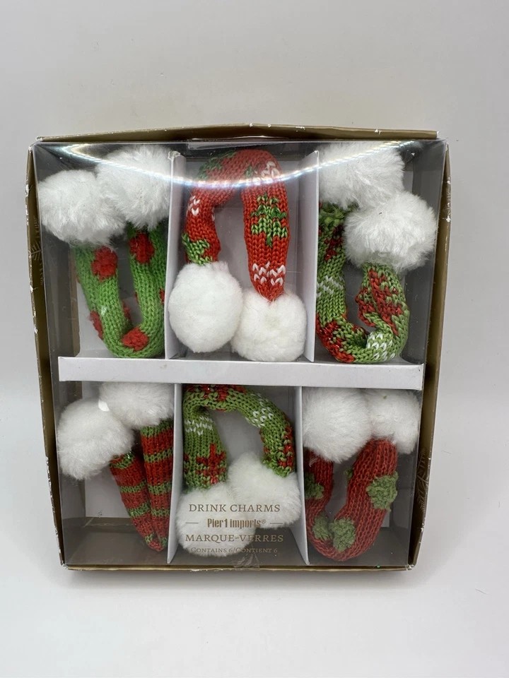 Pier 1 Imports Drink Charms Set of 6 Holiday Christmas Cocktail Party Decor NIB Foto 2 de 4