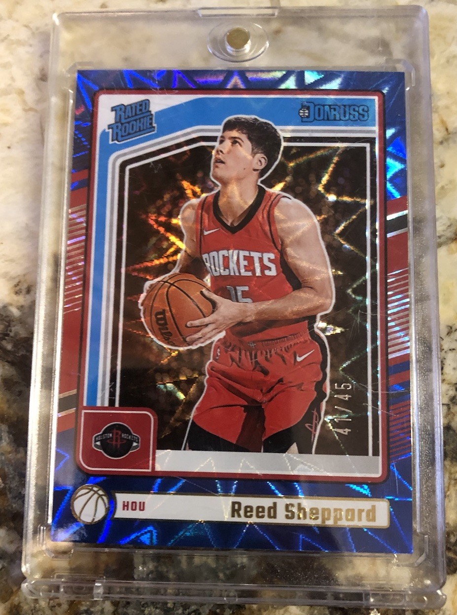 Reed Sheppard 2024-25 Donruss Rated Rookie Blue Explosion RC #202 /45 🔥