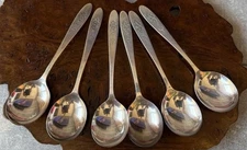 Oneida Community Plate Set Of 6 Round Bowl Soup Spoons Vintage