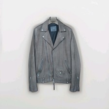 All saints leather jacket men brown medium size excellent