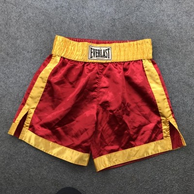 Vintage Everlast Boxing Shorts Mens Medium Red Yellow Satin Trunks