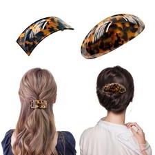 French Oval Barrette Hair Clips,Acetate Large Vintage Shell Tortoise