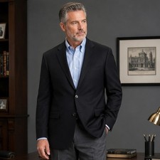 Brooks Brothers 346 Blazer Men 45R Stretch Two Button Sport Coat Black Classic