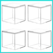 Acrylic Boxes for Display 4 Pack Clear Plastic Square Cube, 3.9x3.9x3.9Inch/1...