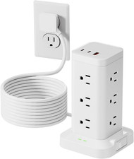 Power Strip Tower with Surge Protector 1800J, Fast Charging Tower PD20W USB-C Po