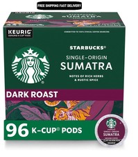 Starbucks K-Cup Coffee Pods, Dark Roast, Sumatra for Keurig Brewers, 96 pods