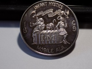 Mardi Gras Silver Medal INFANT MYSTICS / 1869 / MOBILE ALA. 30.6 Grams