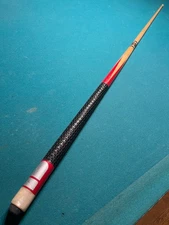 Vintage Pool Cue Stick Uknown Maker Two Piece Leather Wrapped Handle