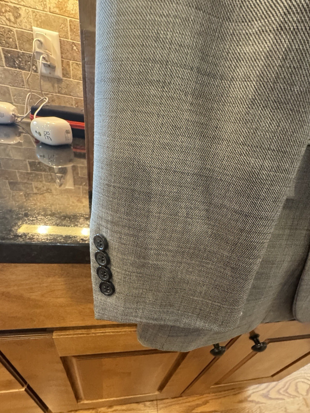 Men's Custom Single Breasted Two Button Gray 2 Pi… - image 4