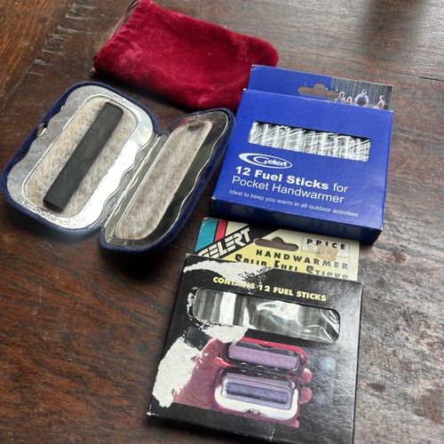Vintage Charcoal Hand Warmer Pocket Heater, Plus 24x Fuel Sticks 