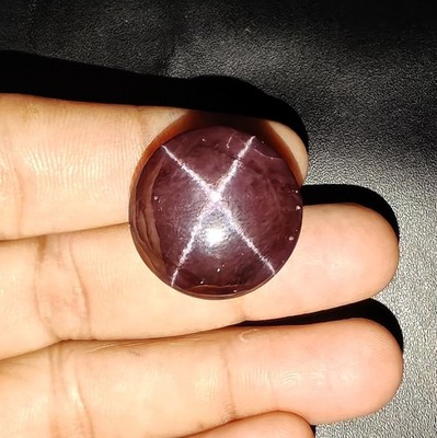 65.5 Ct Natural 4 Ray Star Purple Red Garnet Star Round Shape Cabochon Gemstone