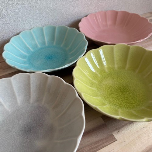 Mino Ware Keramik Teller 4er Set Rosa Blau Grau Grün Mikrowelle Spülmaschinen...