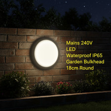 Outside Wall Light 240V LED Waterproof IP65 Garden Bulkhead 18cm Round