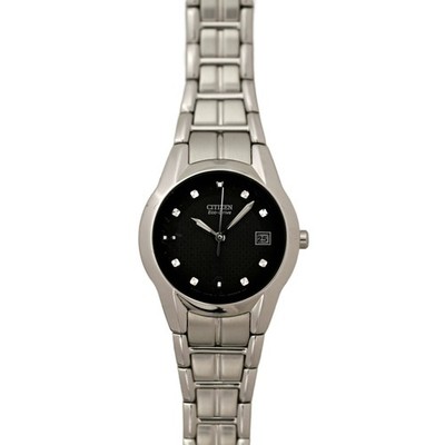 Citizen Eco Drive Black Dial SS Women's Watch EW1410-50G 5.75Inch Bracelet