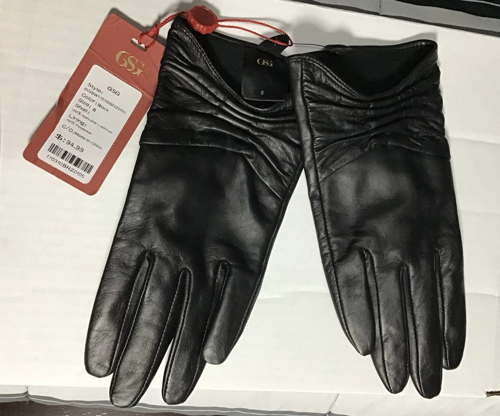GSG Genuine Leather Gloves Sz 8 Black NWT $98