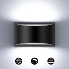 Dimmable Wall Sconce Black 12W Up Down LED Wall Lamps Modern Wall Mounted Lights