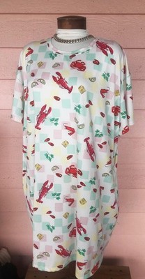 DREAMY SOFT RELAXED LOUNGER 2X 3X Clambake Lobsterfest Print EASY CARE 2 Pockets