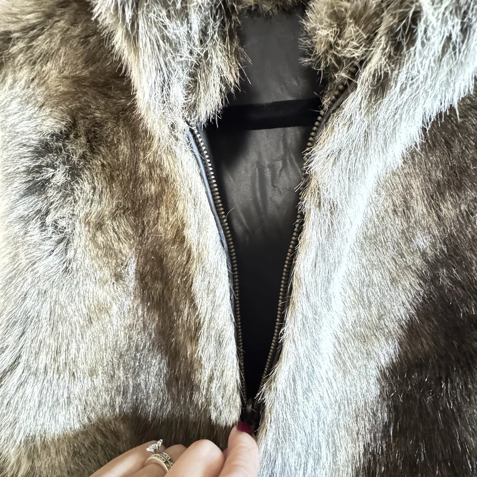 Blassport Women's Small Faux Fur Cardigan Vest Reversible Western Rodeo Rock NWT - Image 3 of 4