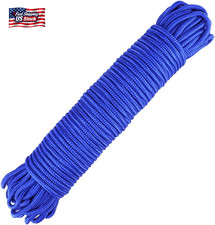 Jijacraft Nylon Rope - 100 Feet Blue Nylon String, 1/4 Inch Solid Braided Thick