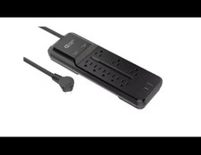 Commercial Electric 12' Braided Cord 8-Outlet Surge Protector USB  USB-C, Black