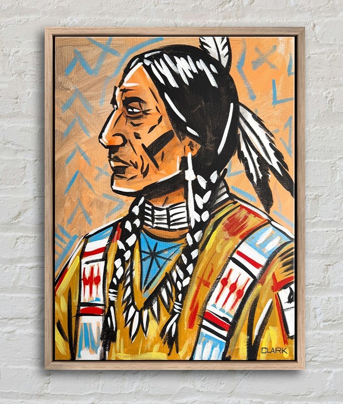 Vibrant Native American In Braids - 16x12" Acrylic Painting On Stretched Canvas