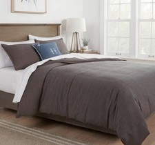 Threshold Space Dyed Cotton Linen Duvet Cover Set King Dark Gray 3 Pc