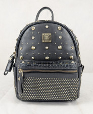 MCM Visetos backpack black leather with gold studded