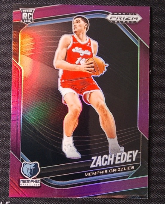 Zach Edey 2024-25 Panini Prizm Black Purple Prizm 97/99 RC #64